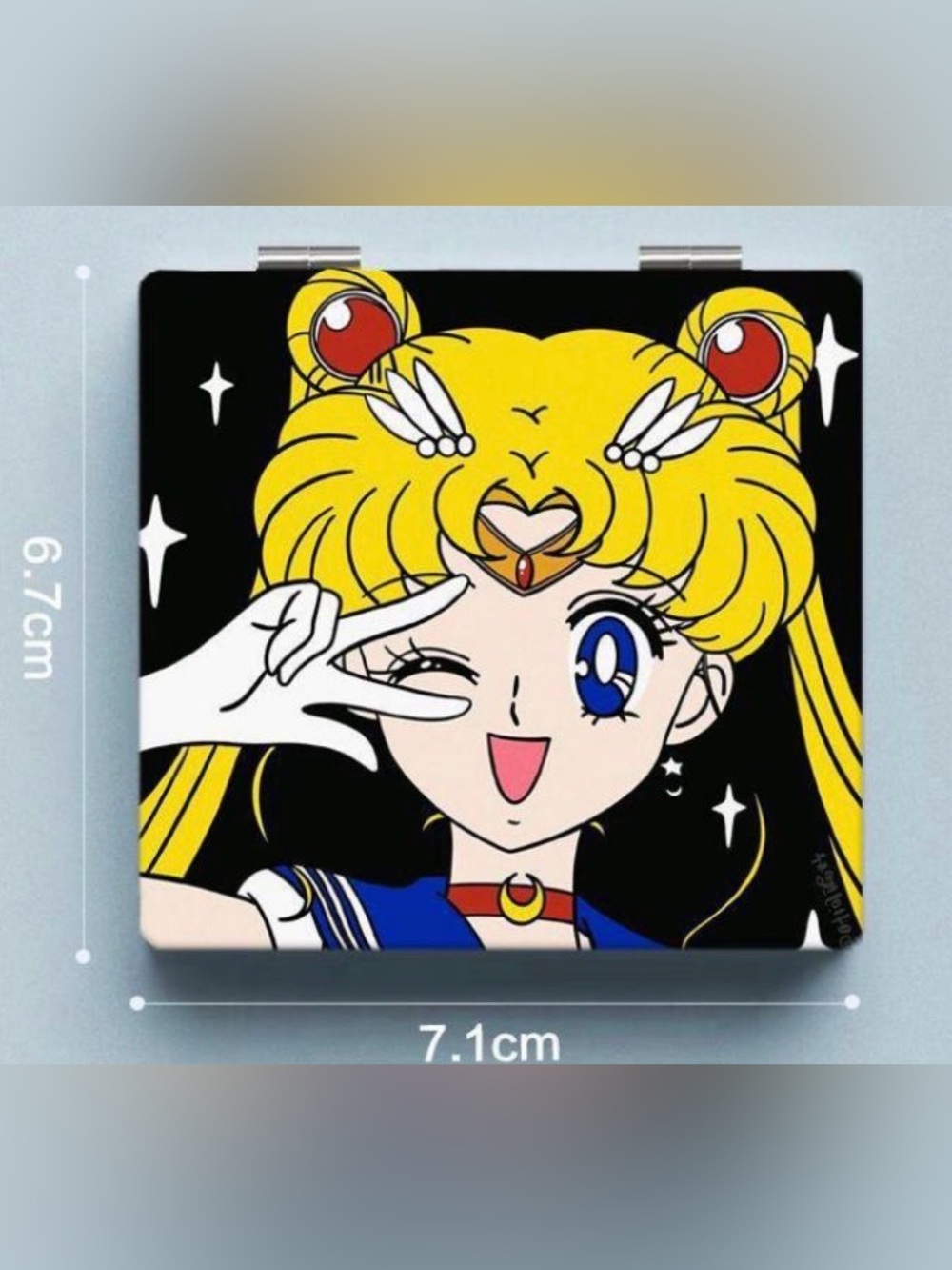 Double Sided Compact Mirror - Yellow/Blue Design